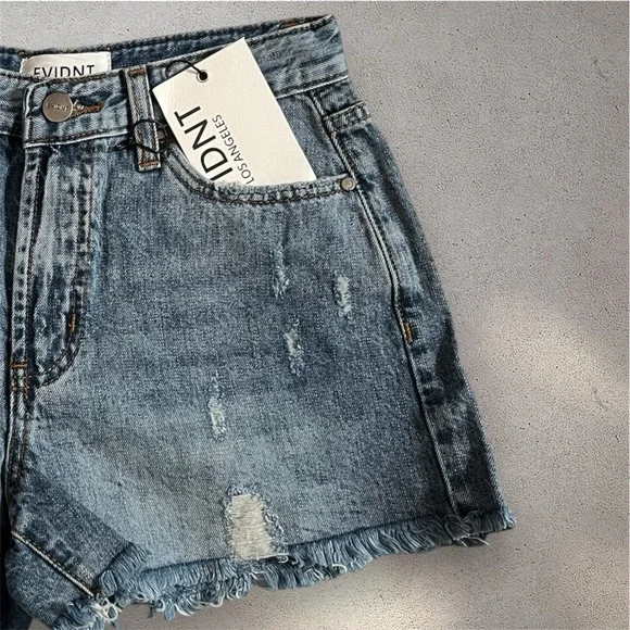 NWT EVIDNT | Distressed High Rise Denim Short Anthropologie Size 25 - Picture 4 of 4